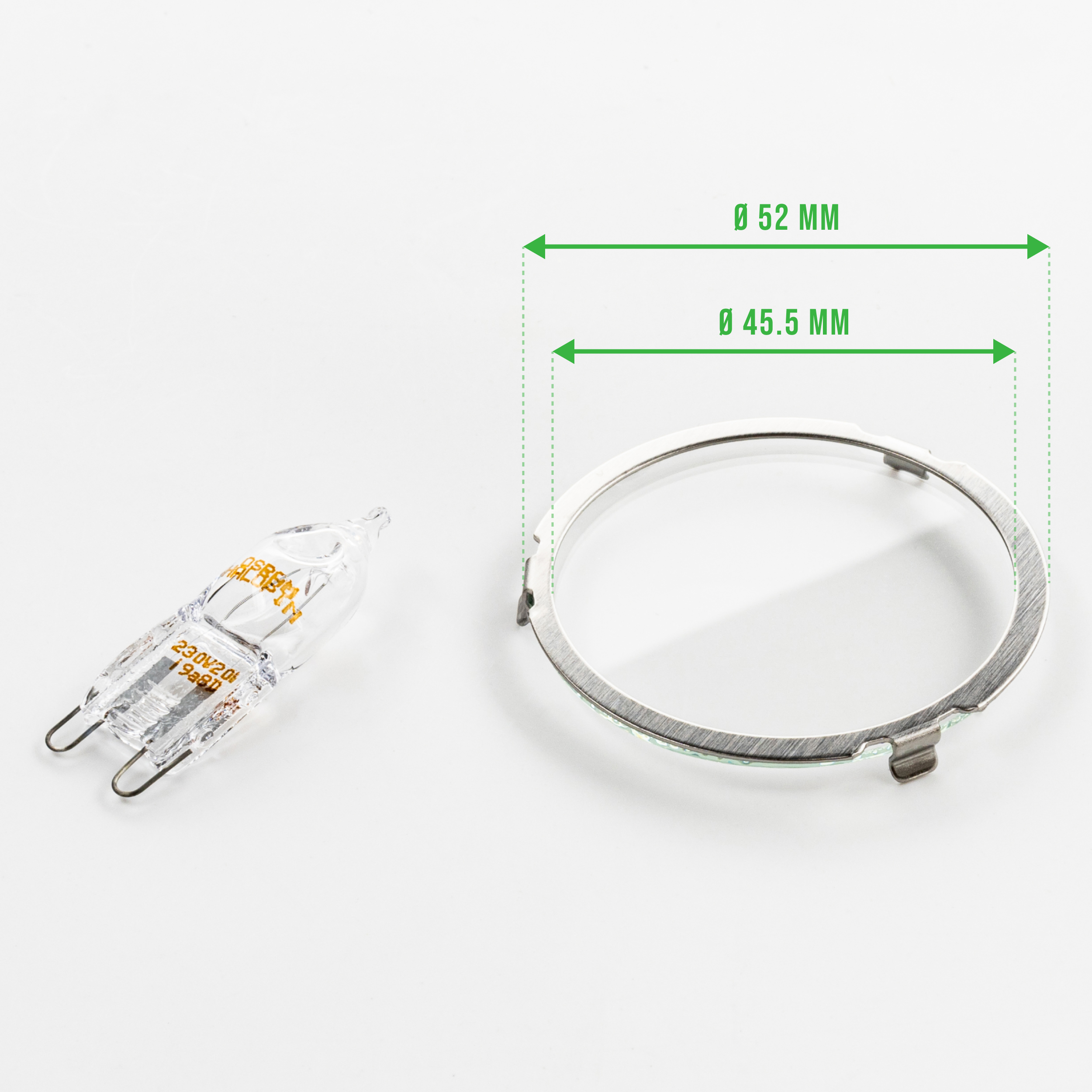 Halogenlampe BOSCH 00629023 G9 20W mit Glasabdeckung und Metallring für Dunstabzugshaube