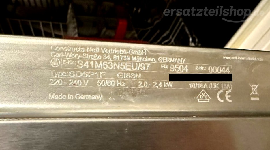 Typenschild Neff S41M63N5EU/97
