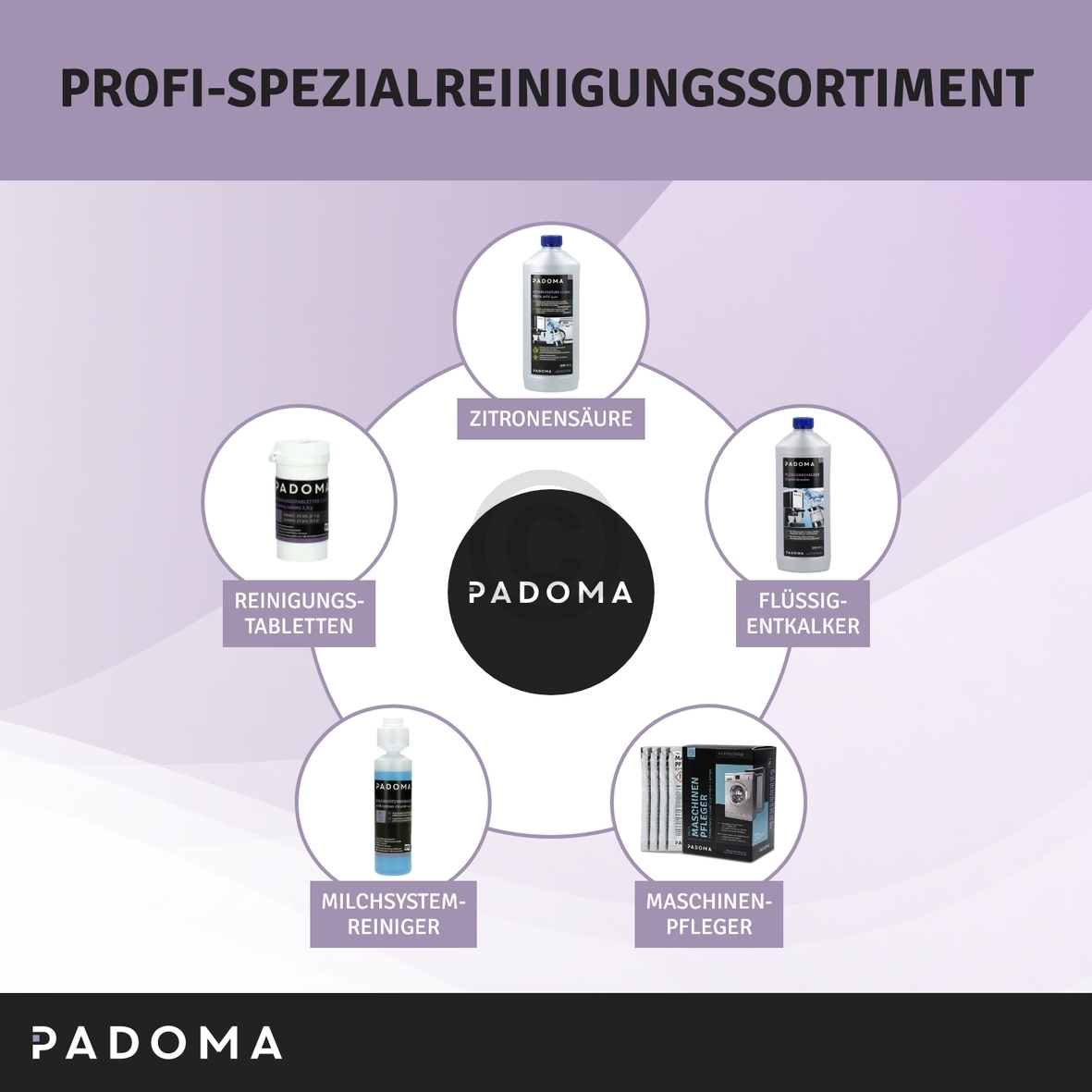 Flüssigentkalker PADOMA 10090133 für Kaffeemaschine Wasserkocher 1000ml