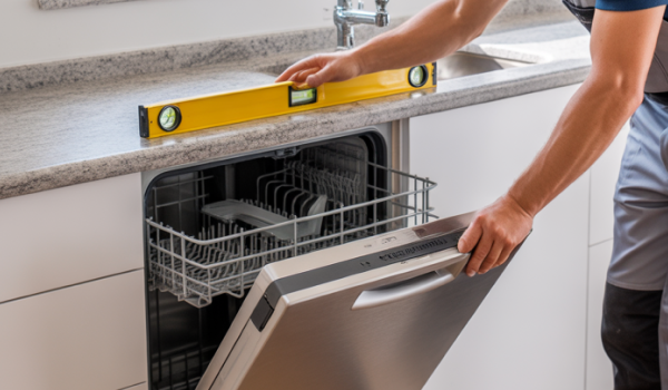 Spülmaschine ausrichten Spülmaschine mit Wasserwaage ausrichten