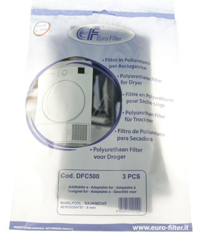 DFC500 Schaumstofffilter für Bauknecht Trockner Eurofilter 3x Filter, Trocknerfilter
