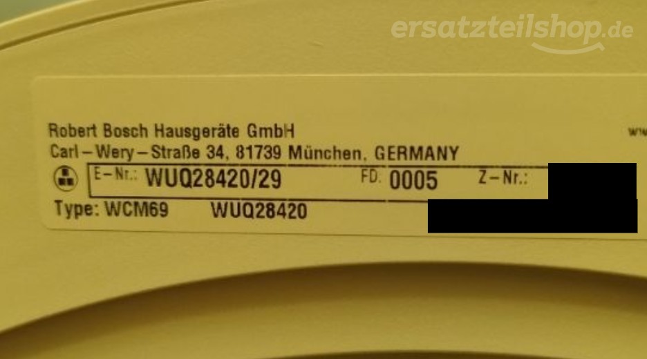 Typenschild Bosch WUQ28420/29