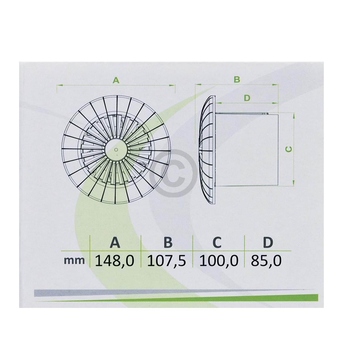 Wohnraumventilator 100erR weiß mit Kugellager Feuchtigkeitssensor für Decke Bad Toilette etc