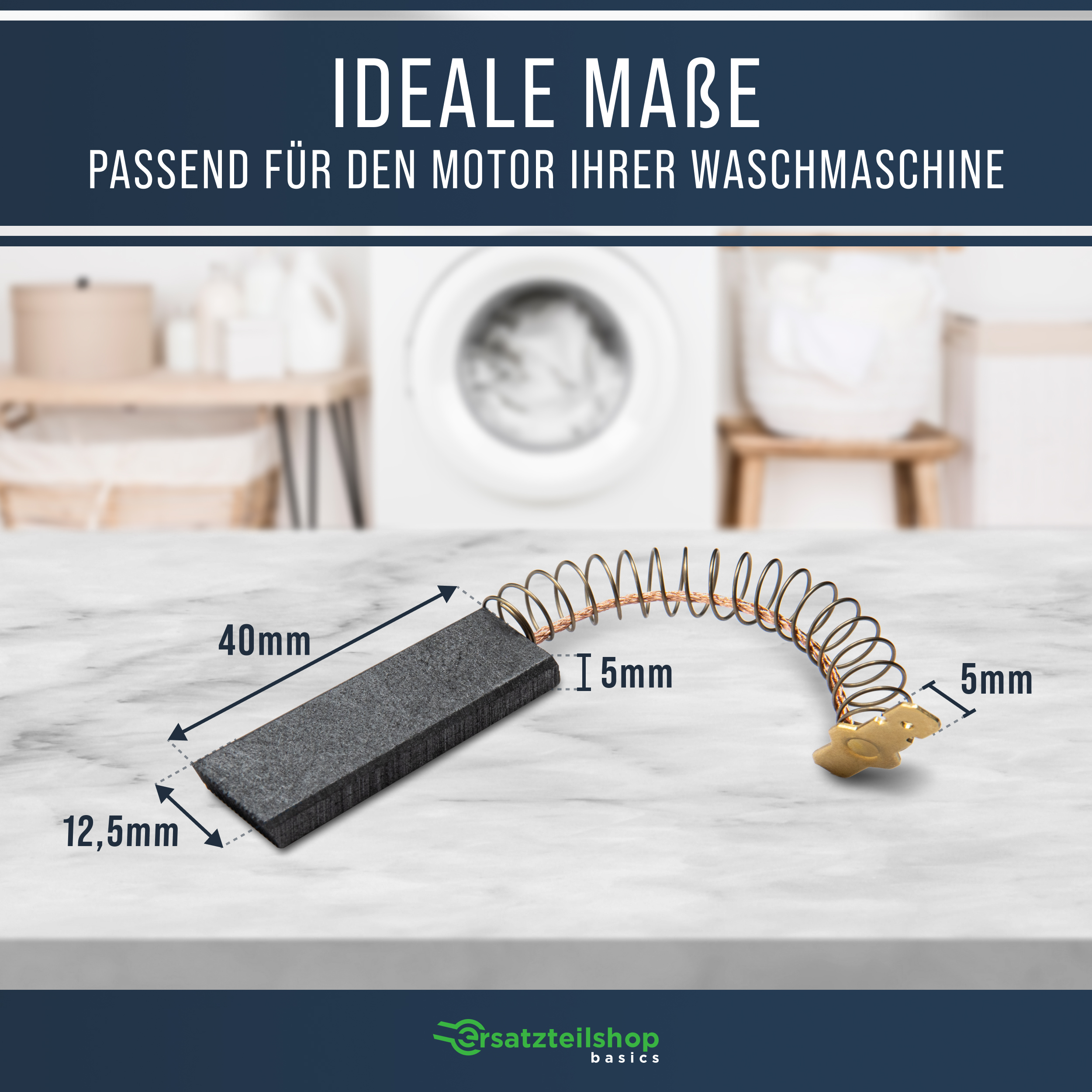 Motorkohlen [2er Set] 12,5x5x43mm 4,8mmAMP wie 00605694 605694 Bosch, Siemens, Neff für Waschmaschinen/Trockner