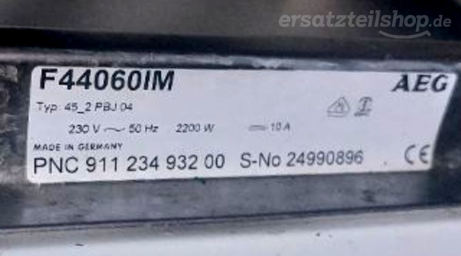 Typenschild AEG FAV44060IM 91123493200