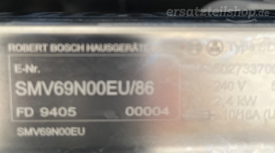 Typenschild Bosch SMV69N00EU/86