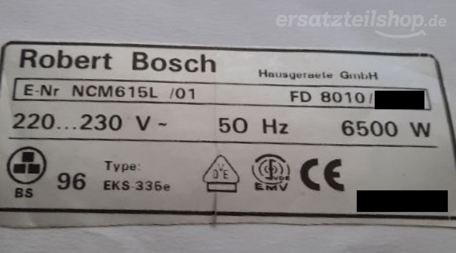 Typenschild Bosch NCM615L/01