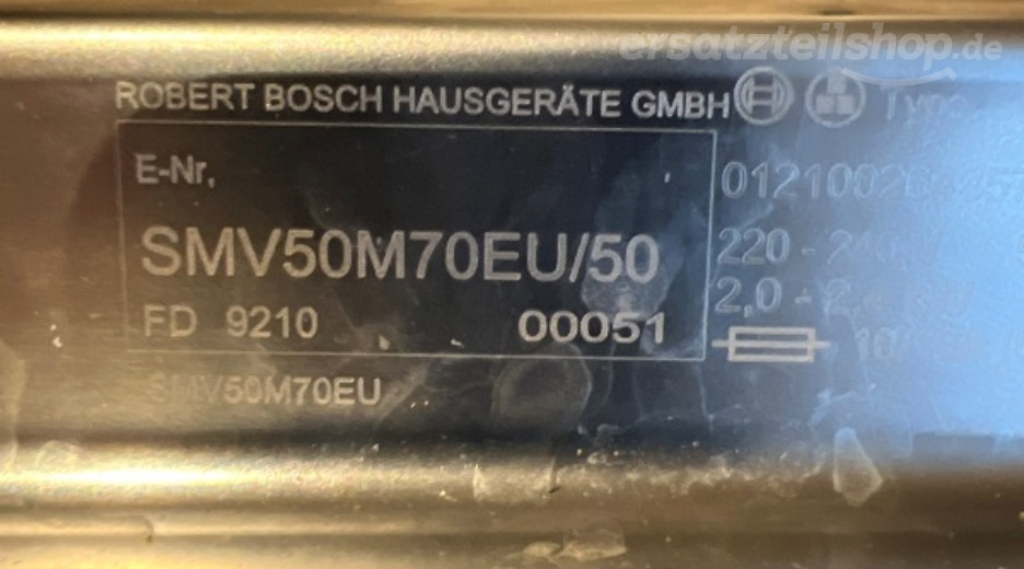 Typenschild Bosch SMV50M70EU/50