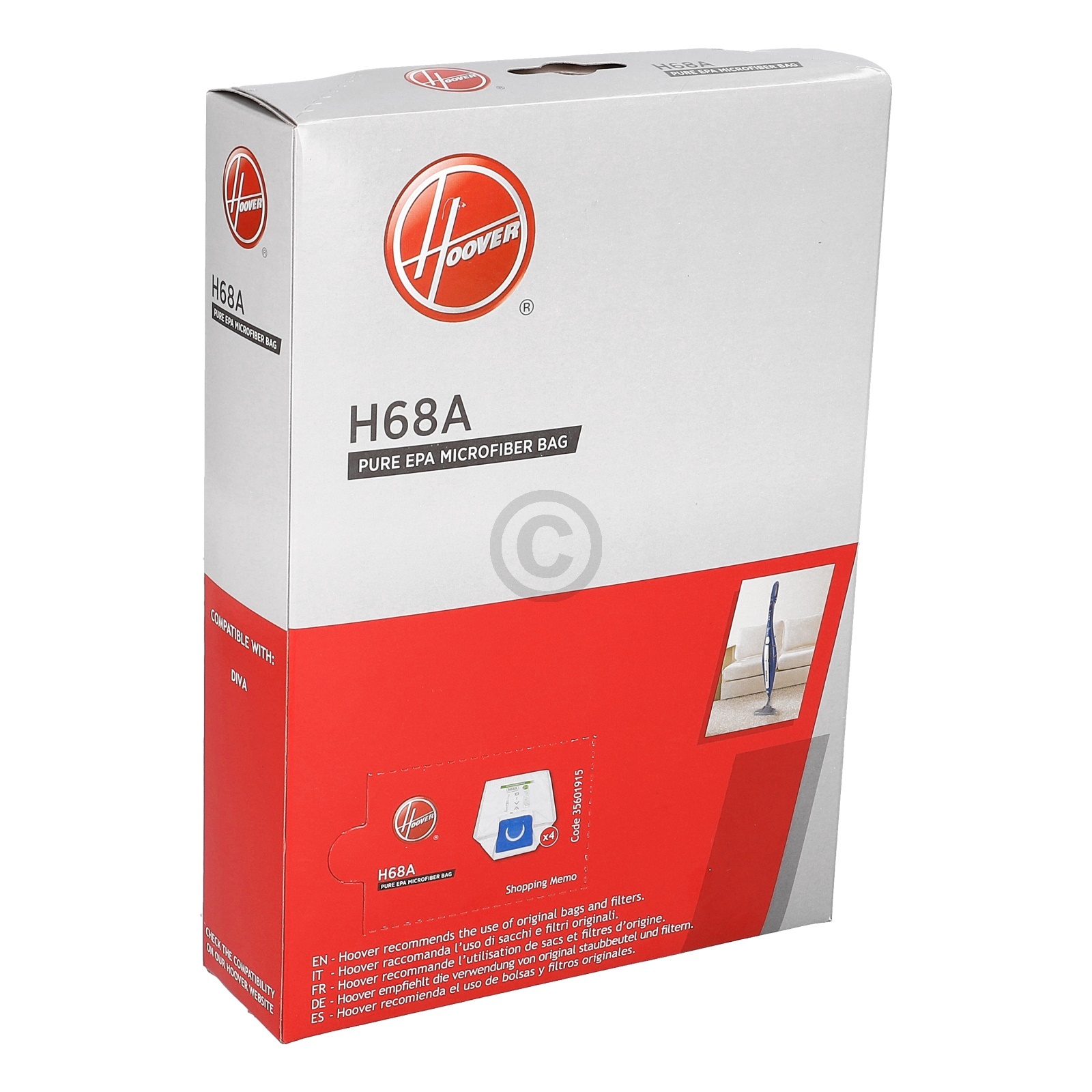 Filterbeutel HOOVER 35601148 H68 für Staubsauger 4Stk