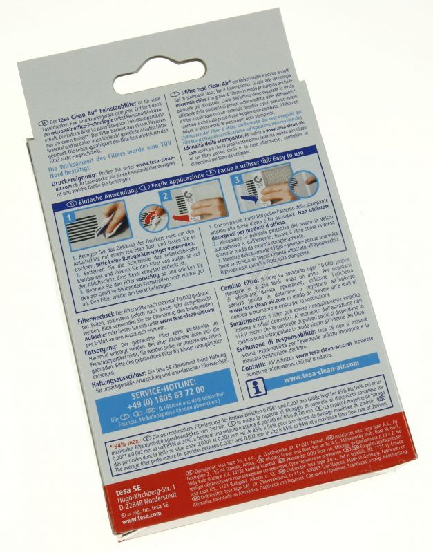 Clean Air Feinstaubfilter für Laserdrucker Tesa 50378 Größe S, 100x80x30mm