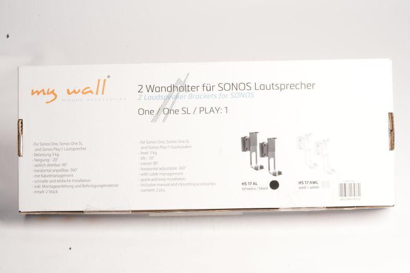 Sonos Lautsprecherwandhalter Mywall HS17A schwarz, für Sonos One, One SL, Play:1