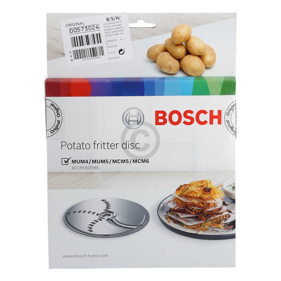 Raspelscheibe für Kartoffelpuffer Rösti BOSCH 00573024 MUZ45KP1 in Durchlaufschnitzler Küchenmaschine