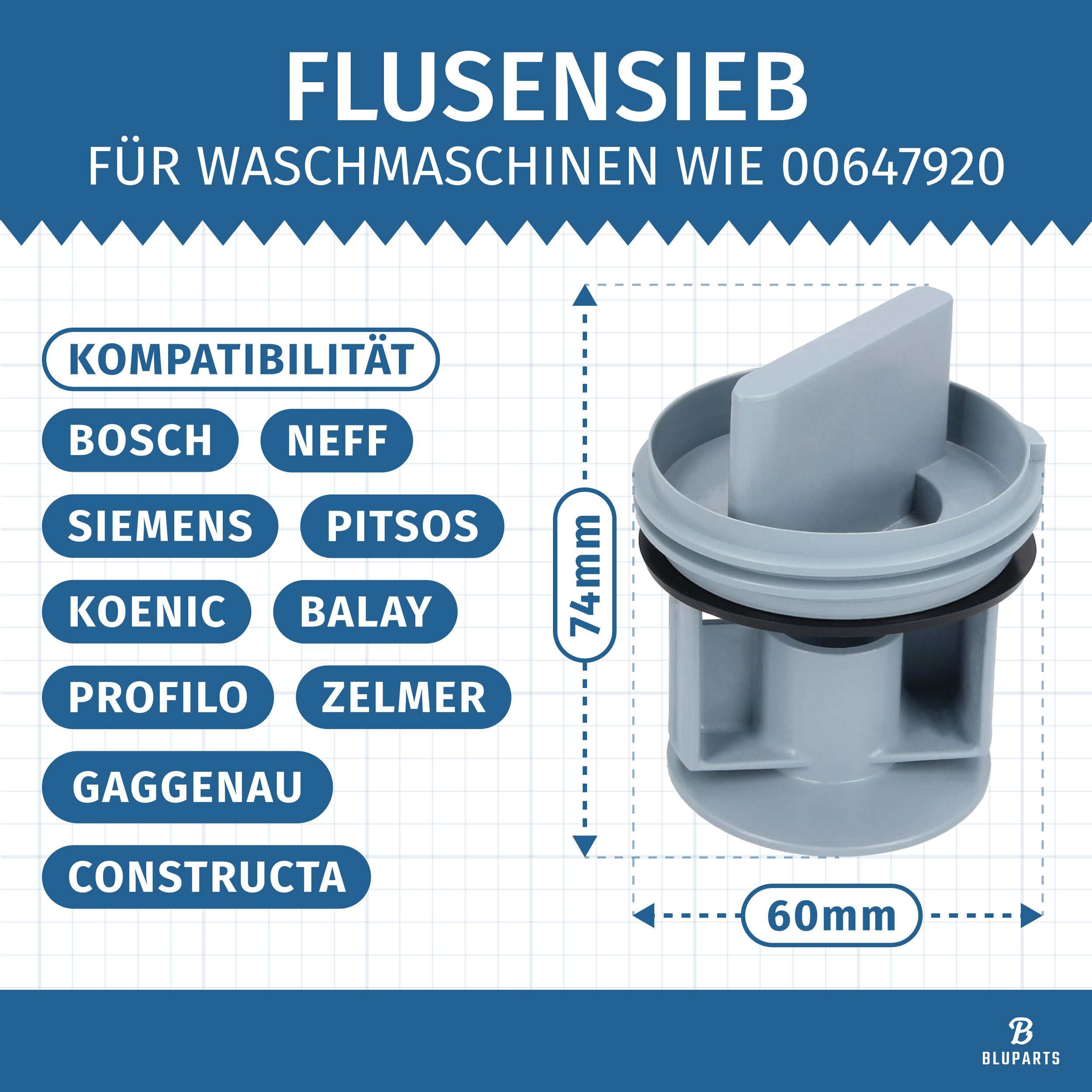 Flusensieb Waschmaschine - passend wie 00647920