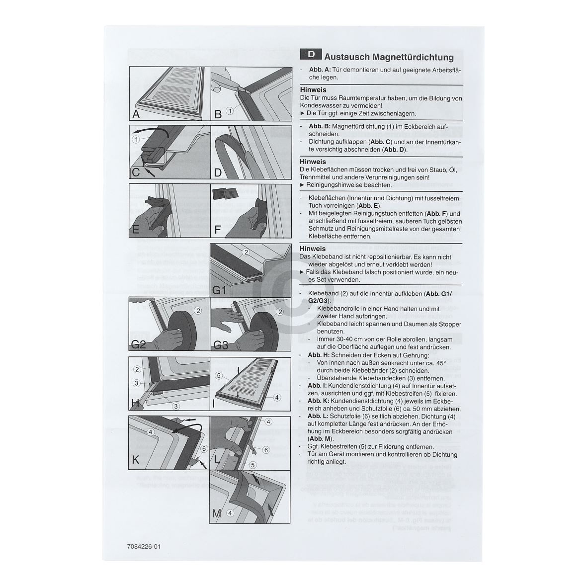 Türdichtungszubehör bei Dichtungserneuerung 9096042 Liebherr