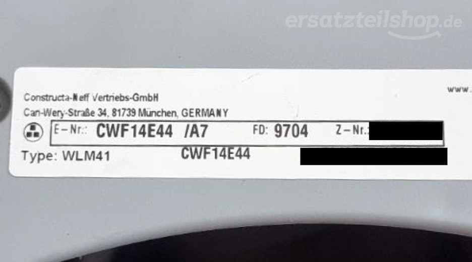 Typenschild Constructa CWF14E44/A7