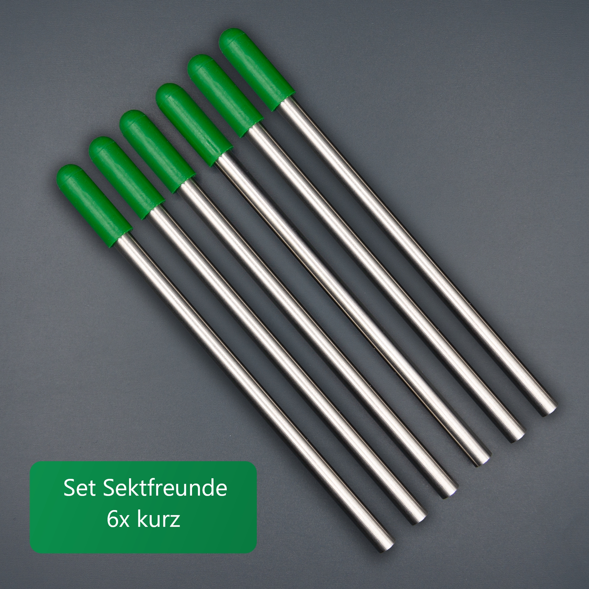 Edelstahl Glashalter für Geschirrspüler mit grünen Kappen - Set Sektfreunde