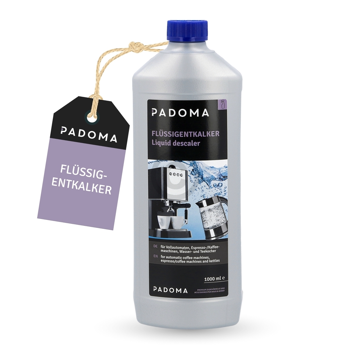 Flüssigentkalker PADOMA 10090133 für Kaffeemaschine Wasserkocher 1000ml