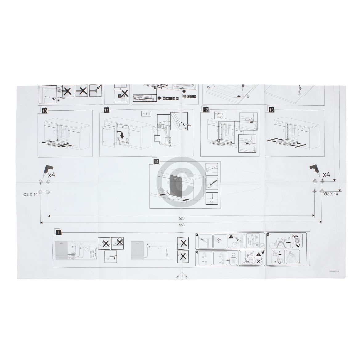 Einbausatz Türbefestigung für Möbeltüre beko 1784430046 an Geschirrspüler
