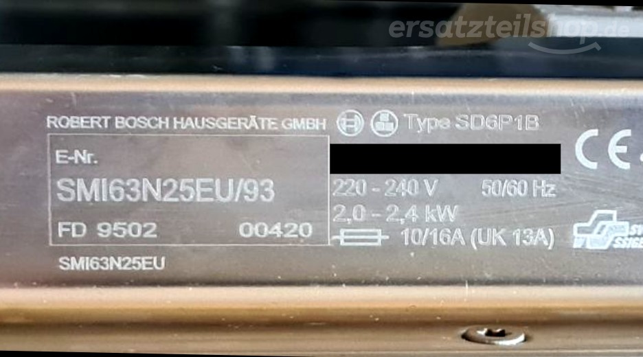 Typenschild Bosch SMI63N25EU/93