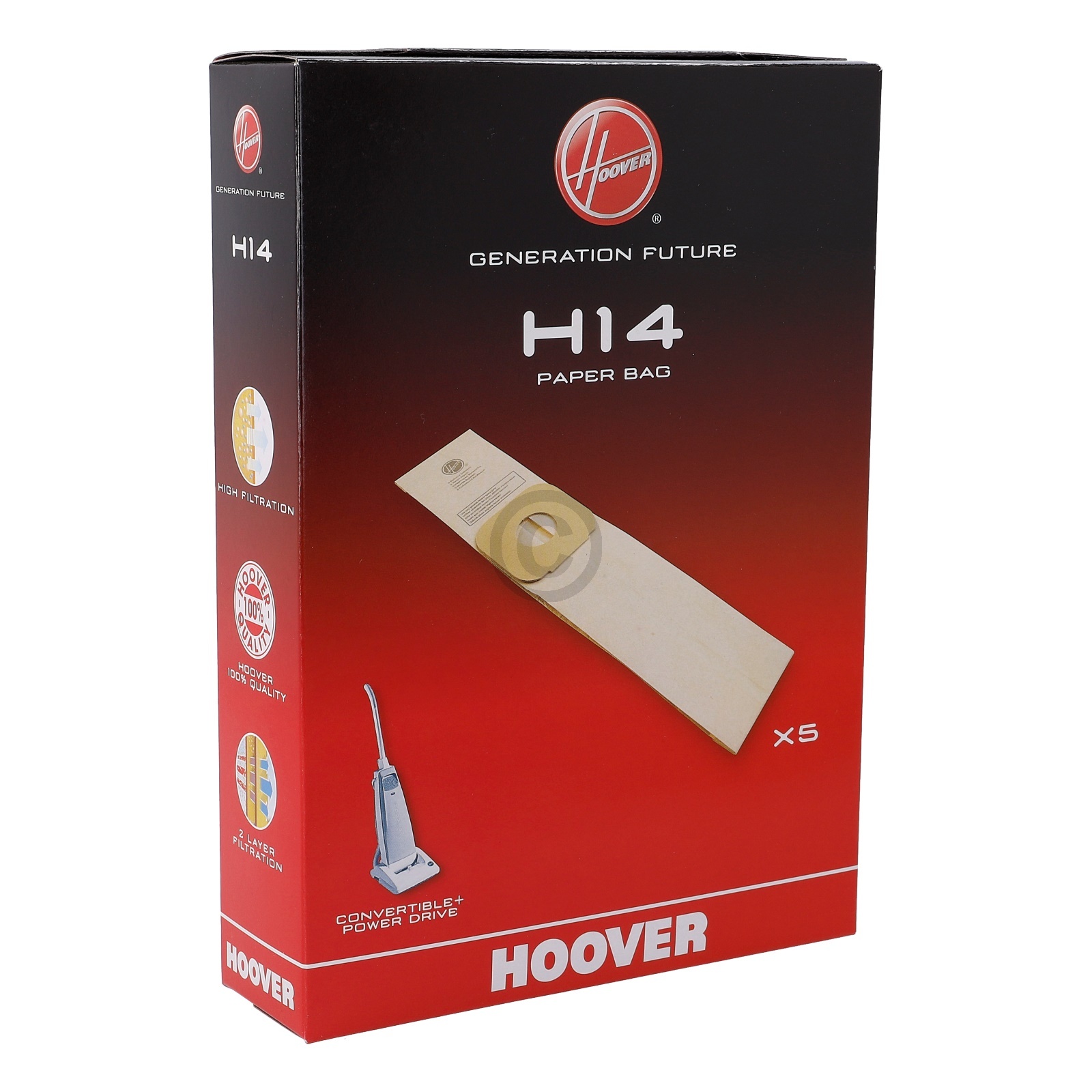 Filterbeutel HOOVER H14 09178468 für Stielstaubsauger 5Stk