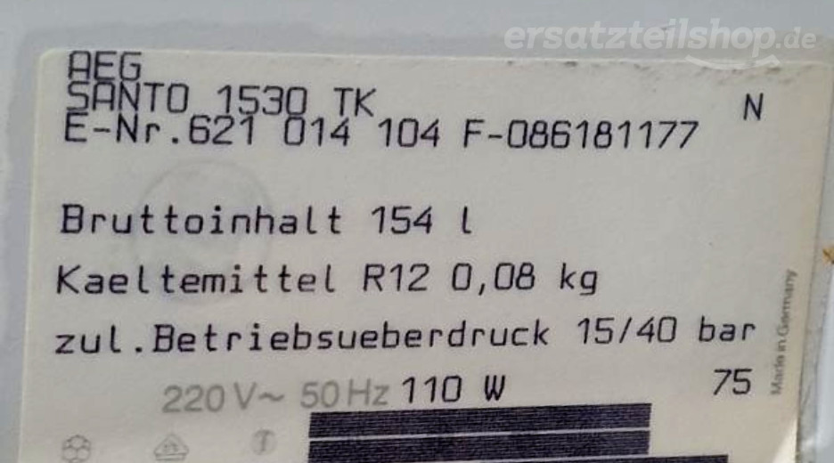 Typenschild AEG L72675FL 91453068001