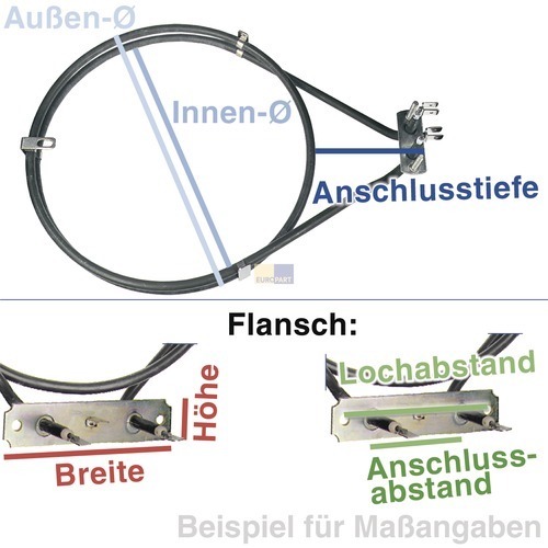 Heizelement Heißluft 2000W 230V, AT! 357042405 AEG, Electrolux, Juno, Zanussi