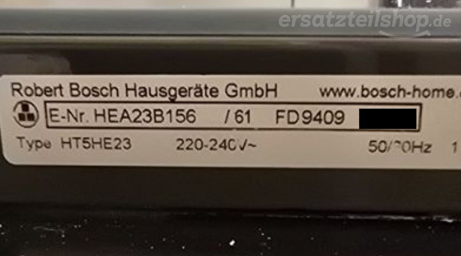 Typenschild Bosch HEA23B156/61