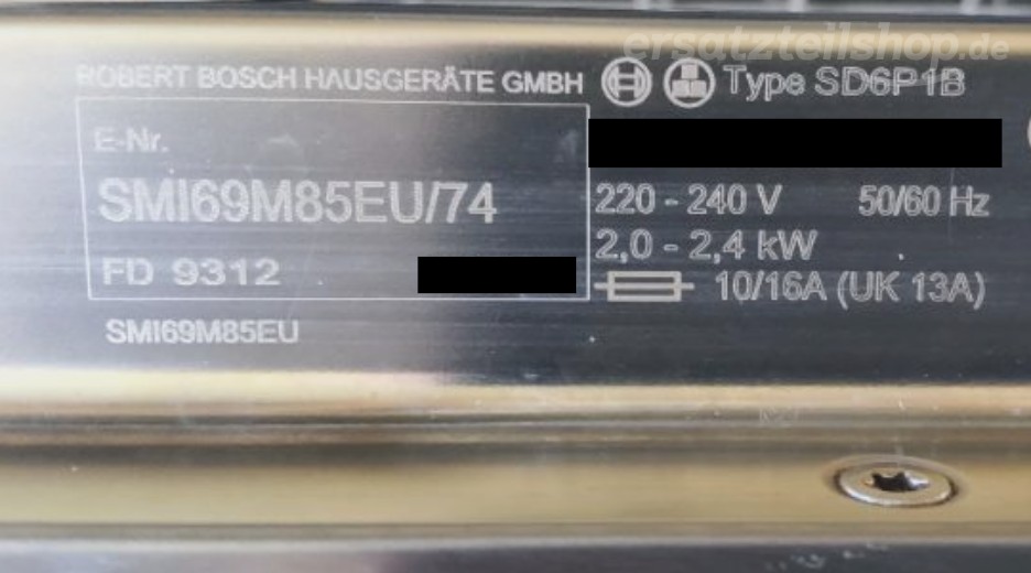 Typenschild Bosch SMI69M85EU/74