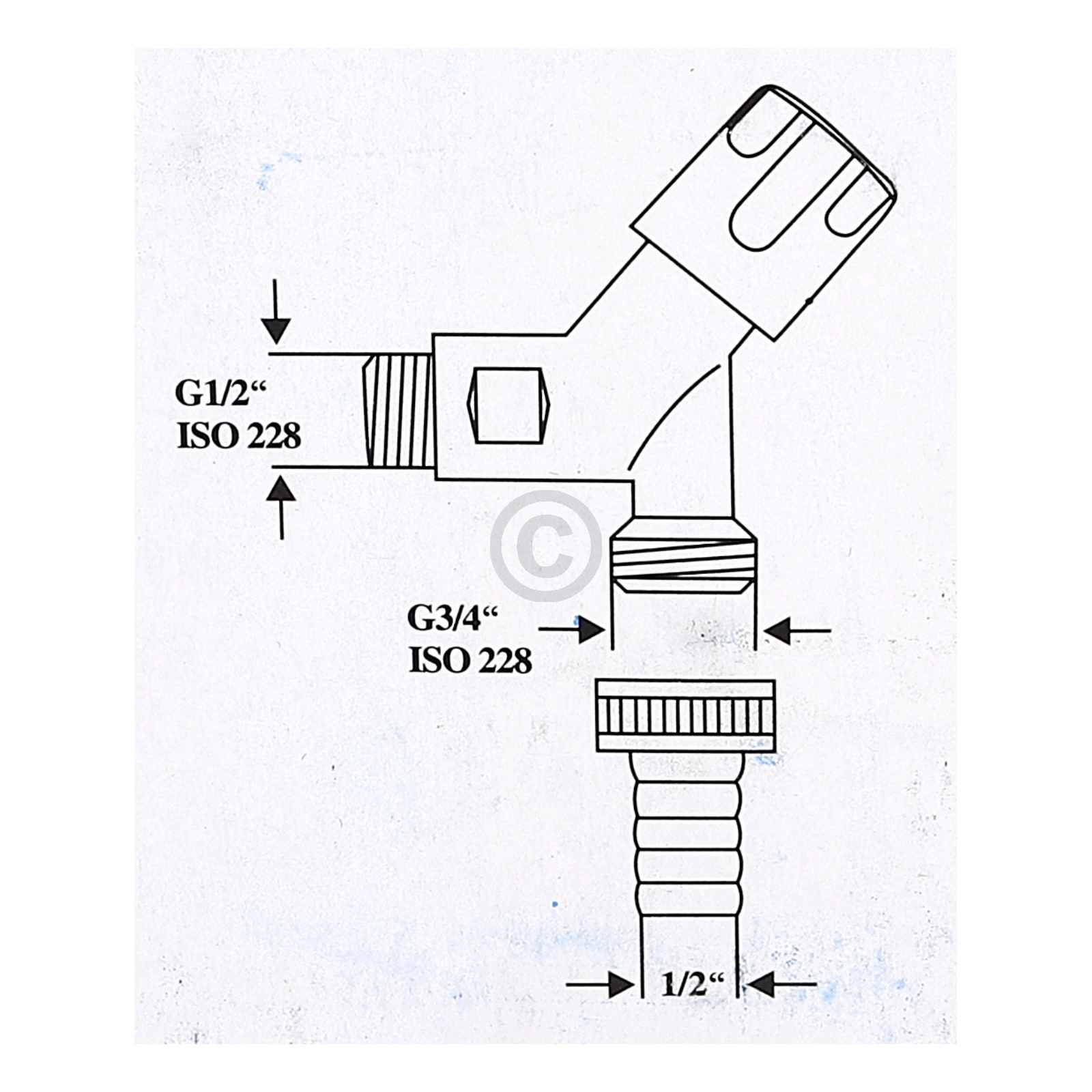 Auslaufventil 1/2" mit 3/4" Schlauchanschluss BLUPARTS für den Sanitärbedarf