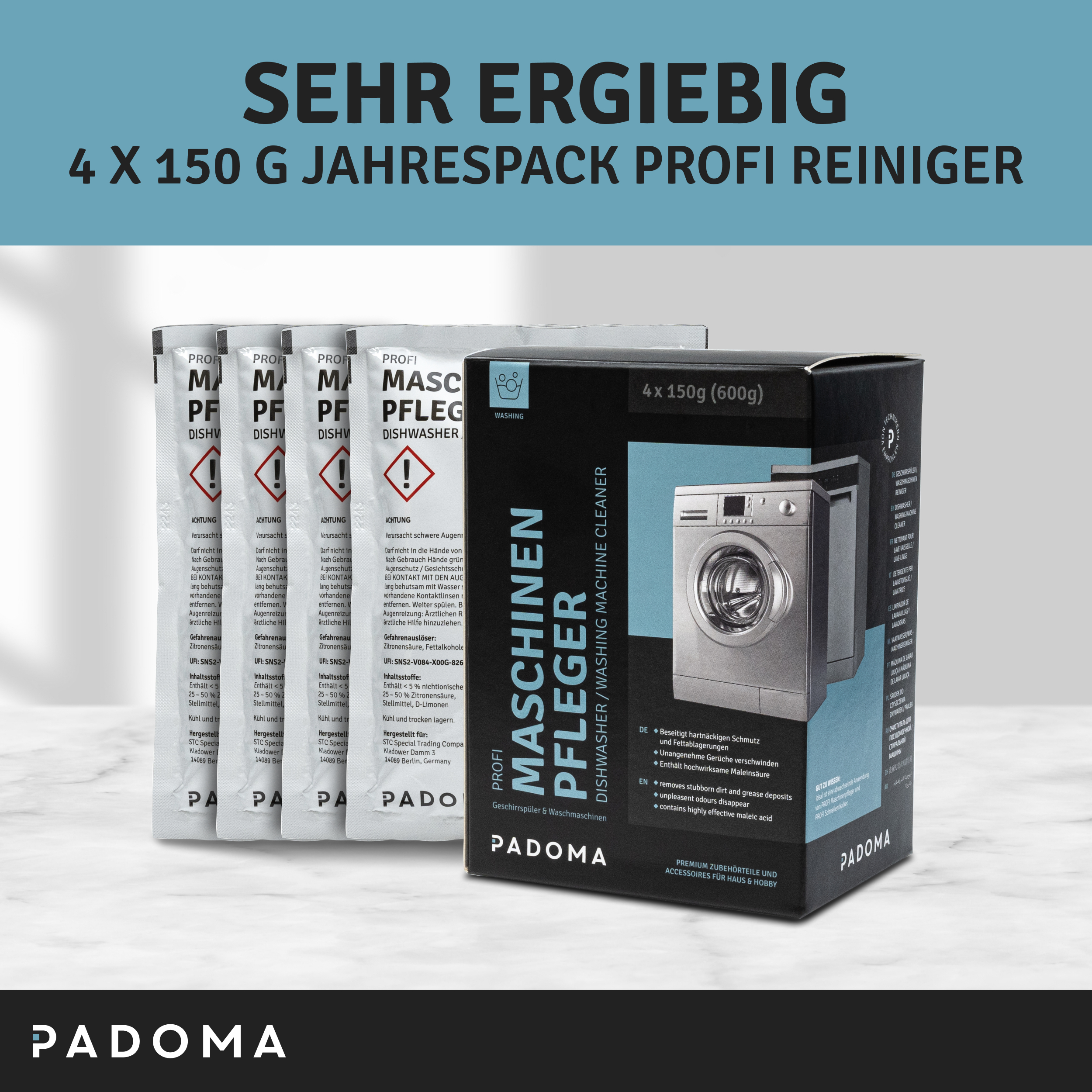 Padoma Profi Maschinenpfleger 4 x 150 g Jahrespack
