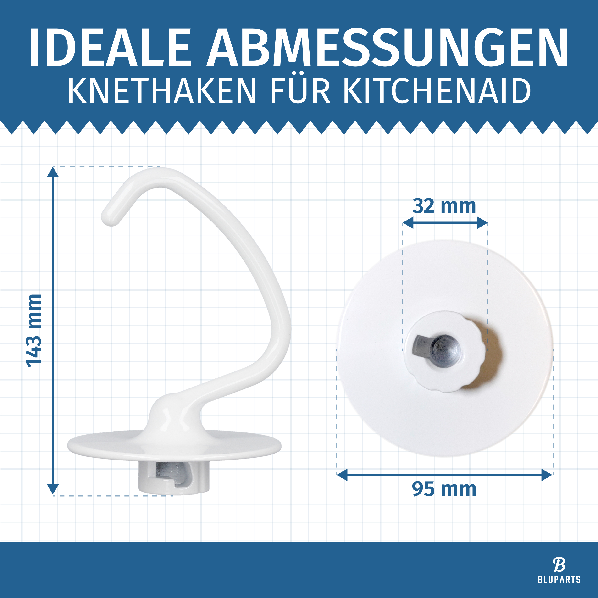 K45DH Knethaken für Kitchenaid Küchenmaschinen