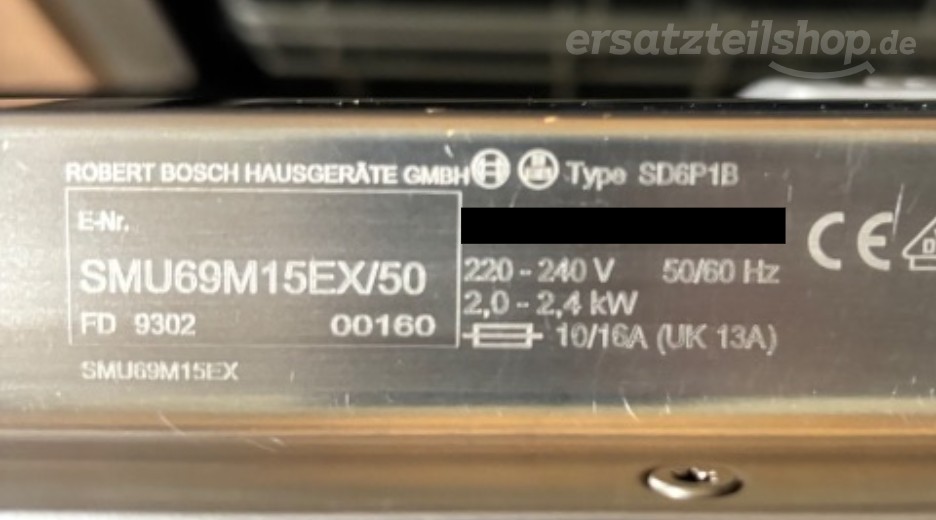 Typenschild Bosch SMU69M15EX/50