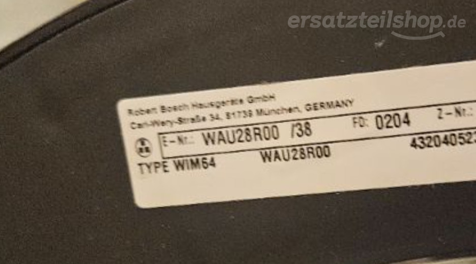 Typenschild Bosch WAU28R00/38
