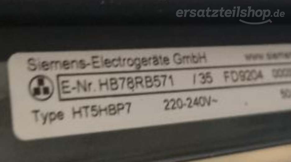 Typenschild Siemens  HB78RB571/35