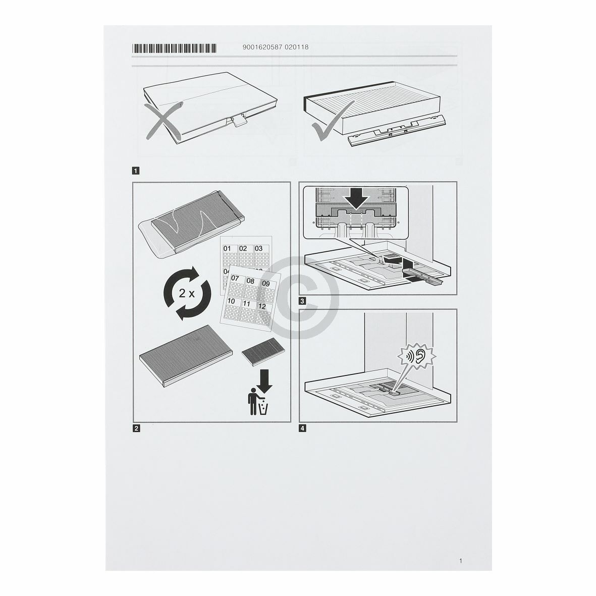 Geruchsfilter CleanAir Standard Siemens 11049701 für Dunstabzugshaube