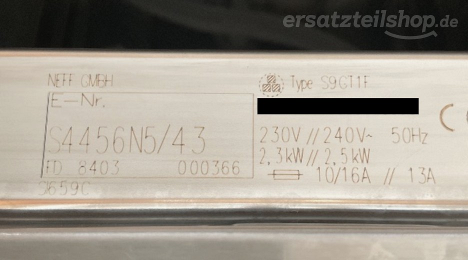 Typenschild Neff S4456N5/43