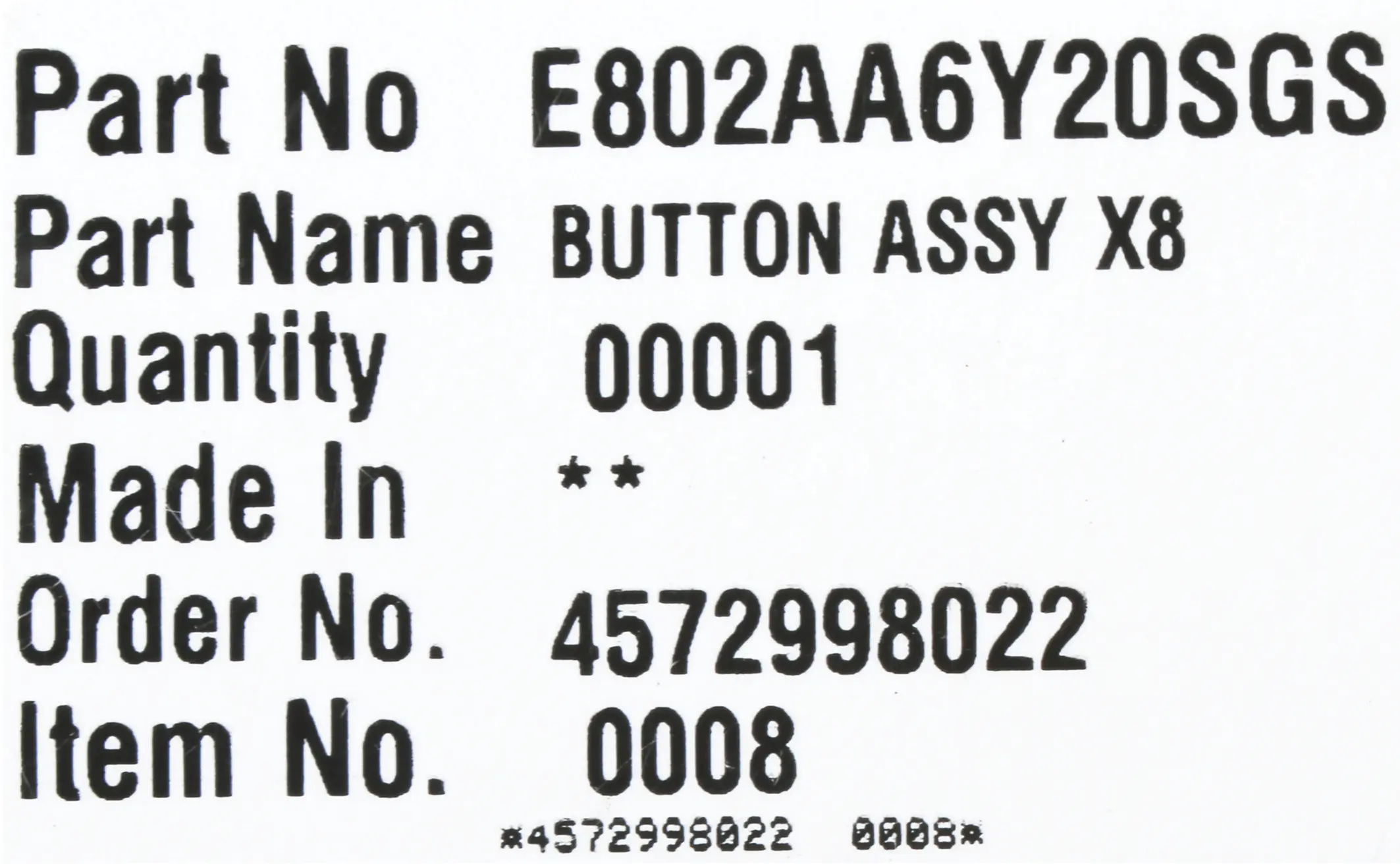 Tastenfeld für Mikrowelle BSH 00620872 8 Tasten