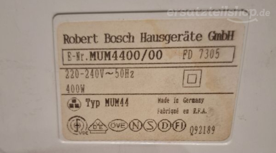 Typenschild Bosch MUM4400/00