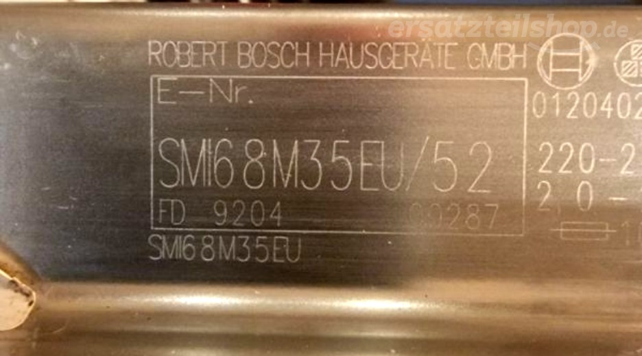 Typenschild Bosch SMI68M35EU/52
