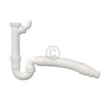 Siphon 1 1/2"x40/50mm flexibel formbar mit Geräteanschluss weiß für Spülbecken